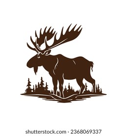 minimal and abstract moose logo elk icon deer silhouette reindeer vector standing caribou shape