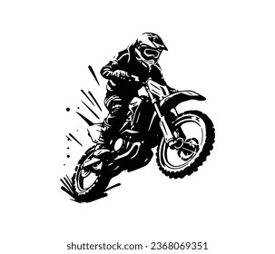 vector de silueta de icono de logotipo de motocross mínimo y abstracto