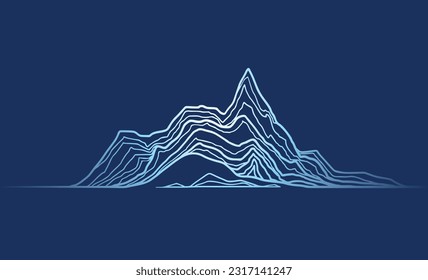 minimal abstract mountain art, wave topography strip line, illustration vector