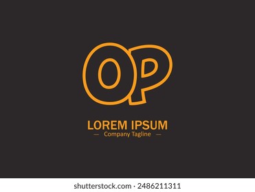Minimal and abstract OP or PO letter logo icon vector outline silhouette