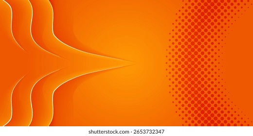 Minimal abstract orange gradient background design with Halftone dots colorful. Simple modern geometric patterns. Future geometric patterns with line effect. Bright colors graphic creative concept.