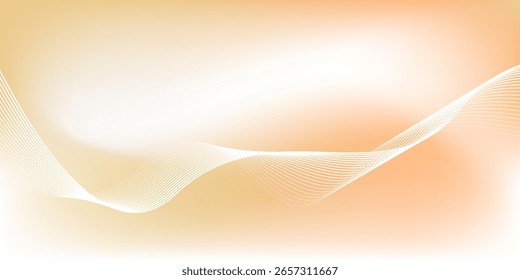 Plano de Fundo de Gradiente Laranja Abstrato Mínimo com Linhas de Onda Branca. Plano de Fundo de Linha Ondulada Moderno em Tom de Gradiente Quente.
