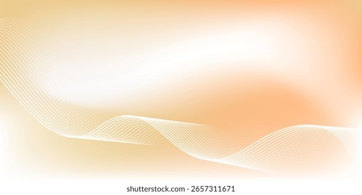 Minimal Abstract Orange Gradient Background with White Wave Lines. Modern Wavy Line Background in Warm Gradient Tone.