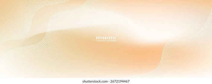 Plano de Fundo de Gradiente Laranja Abstrato Mínimo com Linhas de Onda Branca. Fundo de linha ondulada moderno em tom de gradiente quente. design moderno na moda, web