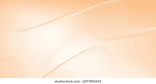 Minimal Abstract Orange Gradient Background with White Wave Lines. Modern Wavy Line Background 