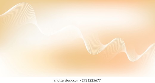 Fondo de degradado naranja Abstractas mínimo con líneas de onda blancas. Fondo de línea ondulada moderna en tono degradado cálido.