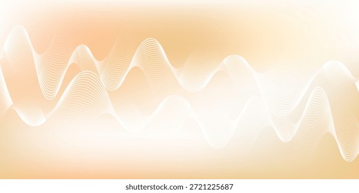 Fondo de degradado naranja Abstractas mínimo con líneas de onda blancas. Fondo de línea ondulada moderna en tono degradado cálido.