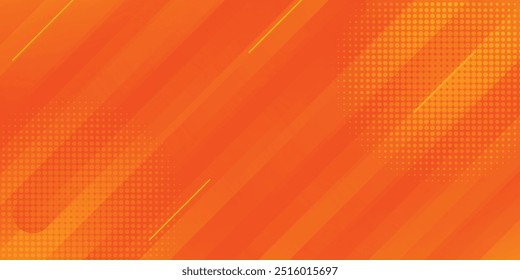 Minimal abstract orange gradient fluid background design with Halftone dots colorful. Future geometric patterns with line effect. Bright colors graphic
