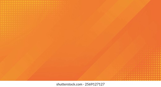 Minimal abstract orange gradient fluid background design with Halftone dots colorful. Future geometric patterns with line effect. Bright colors graphic creative concept.