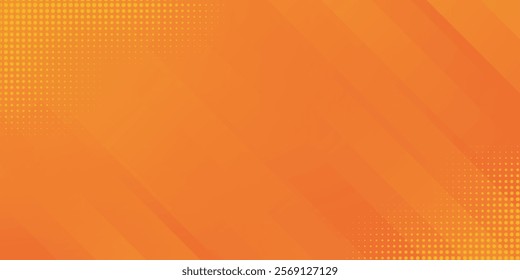 Minimal abstract orange gradient fluid background design with Halftone dots colorful. Future geometric patterns with line effect. Bright colors graphic creative concept.