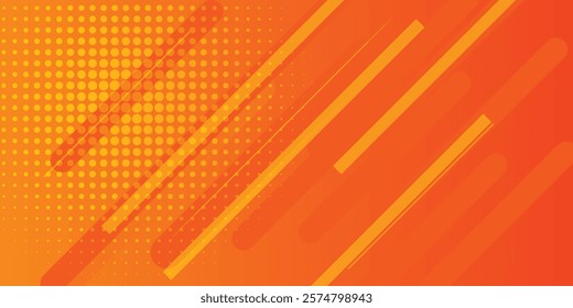 Minimal abstract orange gradient fluid background design with Halftone dots colorful. Future geometric patterns with line effect. Bright colors graphic