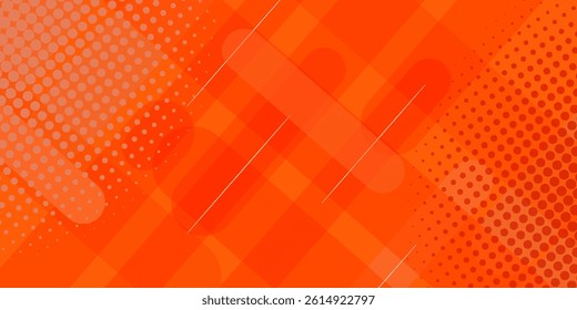 Minimal abstract orange gradient fluid background design with Halftone dots colorful. Future geometric patterns with line effect. Bright colors graphic modern concept.