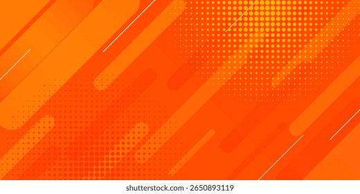 Minimal abstract orange gradient fluid background design with Halftone dots colorful. Future geometric patterns with line effect. Bright colors graphic creative concept.