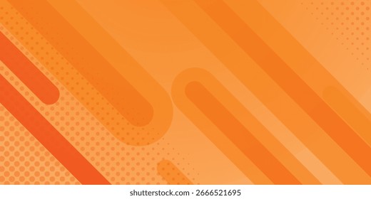 Diseño de fondo fluido degradado naranja abstracto mínimo con puntos de semitono coloridos. Patrones geométricos futuros con efecto de línea. Colores brillantes concepto creativo gráfico arte moderno