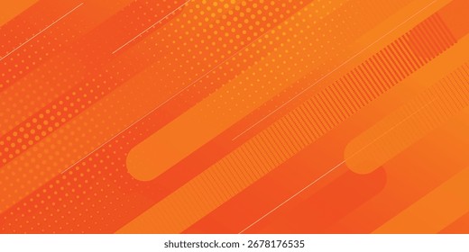 Design de fundo de fluido de gradiente de laranja abstrato mínimo com pontos de meio-tom coloridos. Padrões geométricos futuros com efeito de linha. moderno