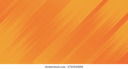 Diseño de fondo fluido degradado naranja abstracto mínimo con puntos de semitono coloridos. Patrones geométricos futuros con efecto de línea. Concepto creativo gráfico de colores brillantes.
