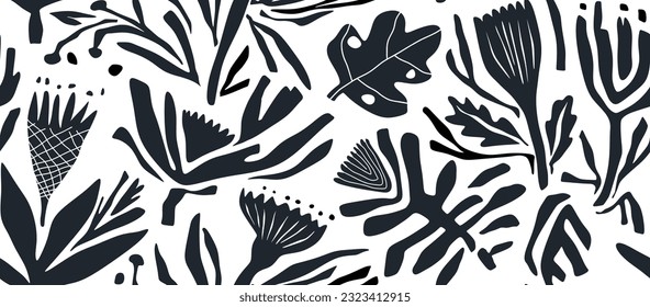  minimal abstract organic shapes pattern. Collage contemporary print. leaf pattern, leaves pattern, flower pattern,