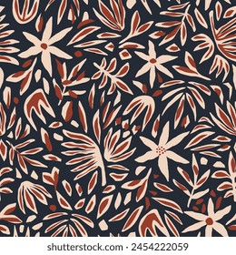 Minimal abstract organic shapes pattern. Collage contemporary print. Modern, ethnic fashion design for fabric. Vintage vector seamless pattern in style of paper cut