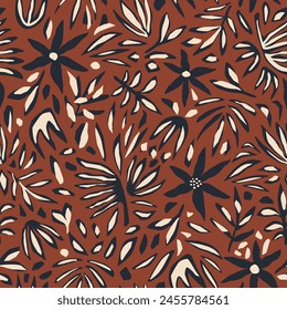 Minimal abstract organic shapes pattern. Collage contemporary print. Modern, ethnic fashion design for fabric. Vintage vector seamless pattern in style of paper cut