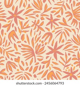 Minimal abstract organic shapes pattern. Collage contemporary print. Modern, ethnic fashion design for fabric. Vintage vector seamless pattern in style of paper cut