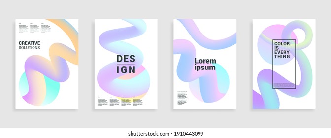 Minimal abstract pastel gradient covers. White background. Geometric future template for flyer, poster, brochure and invitation. Minimalistic colorful cover.