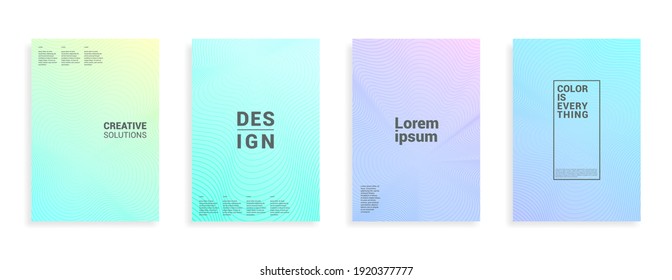 Minimal abstract pastel gradient covers. Geometric future template for flyer, poster, brochure and invitation. Minimalistic colorful cover. Set