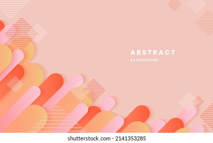 Decoración minimalista, abstracta, rosa y naranja, de diseño moderno y elegante. fondo geométrico mínimo. composición de formas dinámicas. ilustración vector 10 eps.
