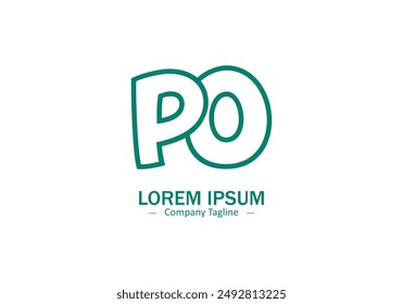 Minimal and abstract PO or OP letter logo icon vector outline silhouette