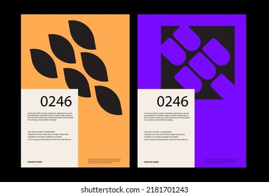 Minimal abstract posters. Bauhaus poster template layout with clean typography and minimal vector pattern with abstract geometric shapes. Great for poster art, album cover prints.