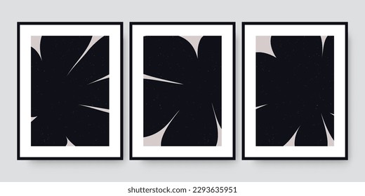 Minimal abstract posters. Modern fashionable wall art decor, contemporary printable wallpaper cover design. Vector set
