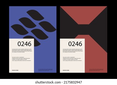 Minimal abstract posters set. Bauhaus poster template layout with clean typography and minimal vector pattern with abstract geometric shapes. Great for poster art, album cover prints.