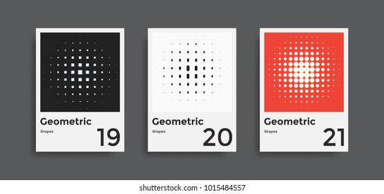 Afiches abstractos mínimos. Cubre la colección de plantillas con elementos de formas geométricas gráficas. Aplicable a folletos, carteles, portadas y banners. Ilustraciones vectoriales