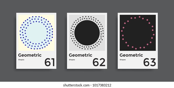 Minimal abstract posters set. Covers templates collection with graphic geometric shapes elements. Applicable for brochures, posters, covers and banners. Vector illustrations