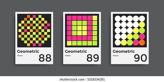 Minimal abstract posters set. Covers templates collection with graphic geometric shapes elements. Applicable for brochures, posters, covers and banners. Vector illustrations