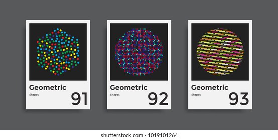 Minimal abstract posters set. Covers templates collection with graphic geometric shapes elements. Applicable for brochures, posters, covers and banners. Vector illustrations