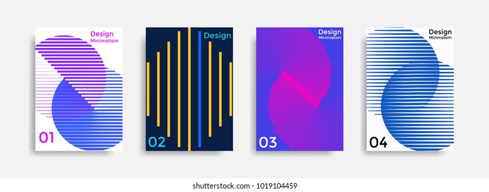 Minimal abstract posters set. Covers templates collection with graphic geometric shapes elements. Applicable for brochures, posters, covers and banners. Vector illustrations