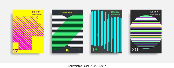 Minimal abstract posters set. Covers templates collection with graphic geometric shapes elements. Applicable for brochures, posters, covers and banners. Vector illustrations