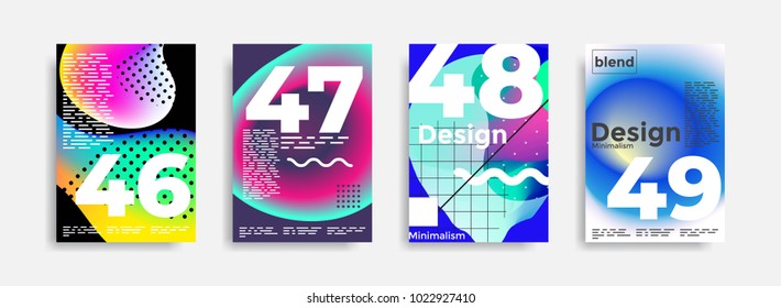Minimal abstract posters set. Covers templates collection with graphic geometric shapes elements. Applicable for brochures, posters, covers and banners. Vector illustrations