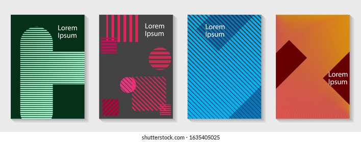 Minimal abstract posters set. Covers templates collection with graphic geometric shapes elements. Applicable for brochures, posters, covers and banners. Vector illustrations