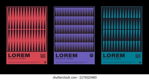 Minimal abstrakte Plakate gesetzt. Meta-moderne Abdeckungen. Schweizer Design-Muster. Futuristische geometrische Zusammensetzung. Bauhaus-Kunstwerk.