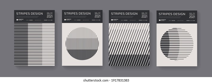 Minimal abstract posters set. Modern templates collection with graphic geometric shapes elements. Applicable for Brochures, Flayers, Covers and Banners. Halftone circles vector design.