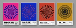 Minimal Abstract Posters Set. Swiss Design Composition With Geometric Shapes. Modern Pattern.