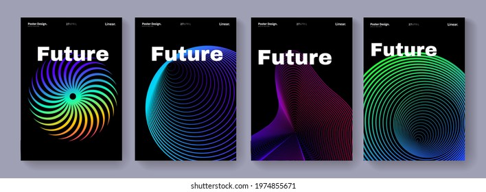 Minimal abstract posters set. Swiss Design composition with geometric shapes. Modern pattern. Futuristic cover.