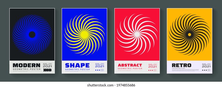 Minimal abstract posters set. Swiss Design composition with geometric shapes. Modern pattern.