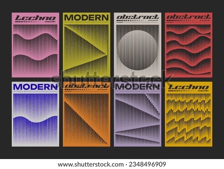 Minimal abstract posters set. Swiss Design. Modern Pattern. Striped Wavy Geometric Background. Futuristic Cover.