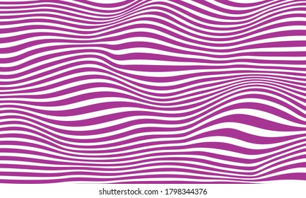 Fondo púrpura y blanco abstracto mínimo. Patrón de líneas onduladas púrpura. Arte óptico, parcialmente a rayas. Olas modernas, rayas geométricas. ilustración vectorial