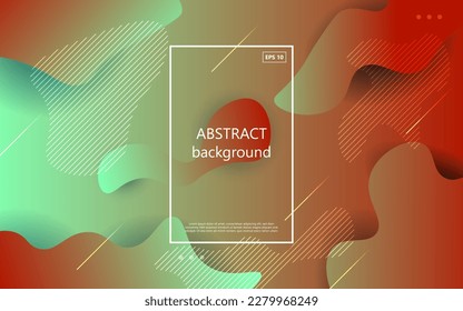 minimal abstract red green liquid color gradient geometric fluid shape background. eps10 vector