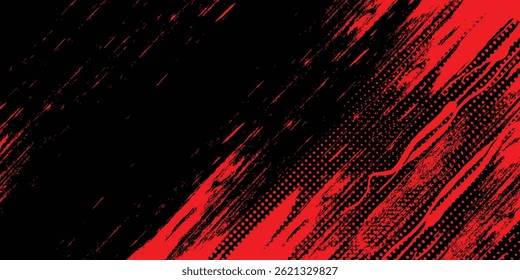 Mínimo Abstractas rojo Grunge Scratch Plantilla de fondo. Ilustración vectorial de estilo deportivo de cómics de arte pop de puntos