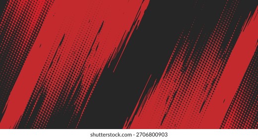 Mínimo Abstractas rojo Grunge Scratch Plantilla de fondo. Ilustración vectorial de estilo deportivo de cómics de arte pop de puntos