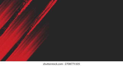 Mínimo Abstractas rojo Grunge Scratch Plantilla de fondo. Ilustración vectorial de estilo deportivo de cómics de arte pop de puntos